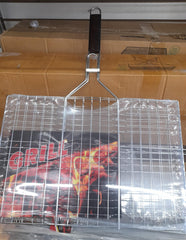 Grilling Basket, Folding Portable Stainless Steel BBQ Grill Basket for Fish Vegetables Shrimp with Removable Handle