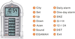 Auto Azan Clock with Qibla Direction Table Clock Azan Reminder Player Islamic Alarm