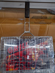 Grilling Basket, Folding Portable Stainless Steel BBQ Grill Basket for Fish Vegetables Shrimp with Removable Handle