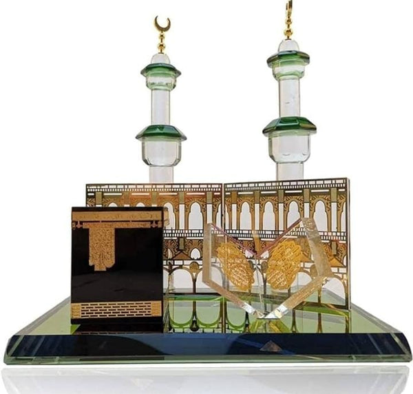 Muslim Kaaba Model Muslim Crystal Figurines Islamic Building Ornament Crystal Gilded Set Kaaba