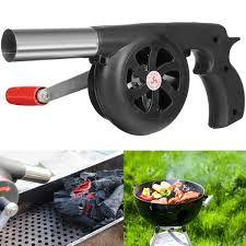 FIVE BEE Upgrade Portable Mini Hand Crank Fan Air Blower, Manual Grill Fire Starter Flame Exciter for BBQ Picnic Outdoor Camping Hiking Cooking Tool (Black)