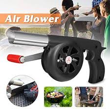 FIVE BEE Upgrade Portable Mini Hand Crank Fan Air Blower, Manual Grill Fire Starter Flame Exciter for BBQ Picnic Outdoor Camping Hiking Cooking Tool (Black)