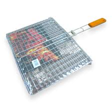 Grilling Basket, Folding Portable Stainless Steel BBQ Grill Basket for Fish Vegetables Shrimp with Removable Handle