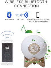 Bluetooth Quran Speaker Moon LED Night Light ,Smart APP Control Bluetooth Speaker with Bluetooth Remote & Mobile App, Portable Quran, Multi Language
