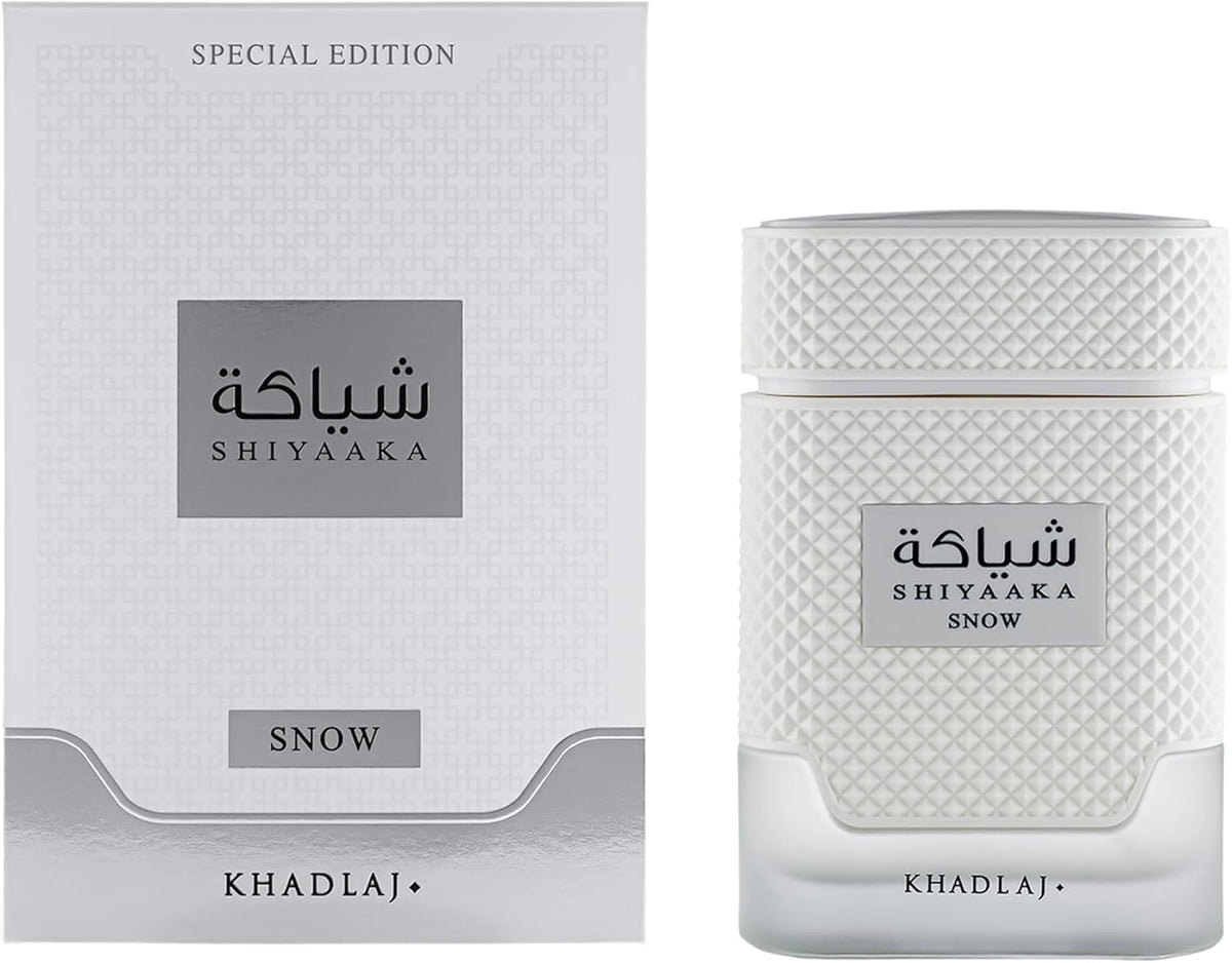 Khadlaj Shiyaaka Snow – Citrusy, Woody, Spicy, Aromatic – Eau de Parfum Spray Long-Lasting Fragrance for Men, 3.4 Ounce / 100 ml
