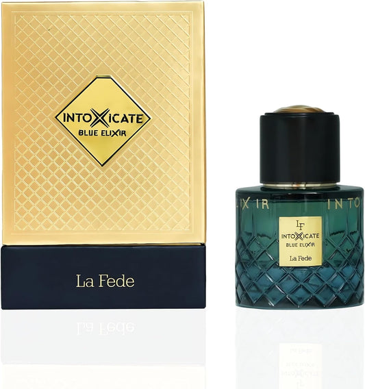 Khadlaj La Fede Intoxicate Blue Elixir Eau de Parfum Spray for Men, 3.4 Ounce