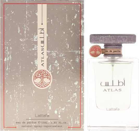 Lattafa Atlas for Unisex Eau De Parfum Spray, 1.85 Ounce
