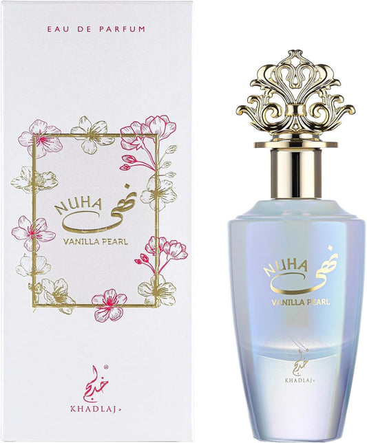 Khadlaj Nuha Vanilla Pearl Eau de Parfum Spray for Women, 2.87 Ounce