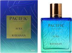 Rayhaan Pacific Aura – Citrus, Aromatic, Green, Amber – Eau de Parfum Spray for Men, 3.4 Ounce / 100 ml