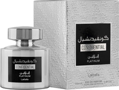 Lattafa Confidential Platinum for Unisex Eau de Parfum Spray, 3.4 Ounce