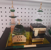 Muslim Kaaba Model Muslim Crystal Figurines Islamic Building Ornament Crystal Gilded Set Kaaba
