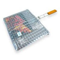 Fish Grilling Basket, Folding Portable Stainless Steel BBQ Grill Basket for Fish Vegetables Shrimp with Removable Handle