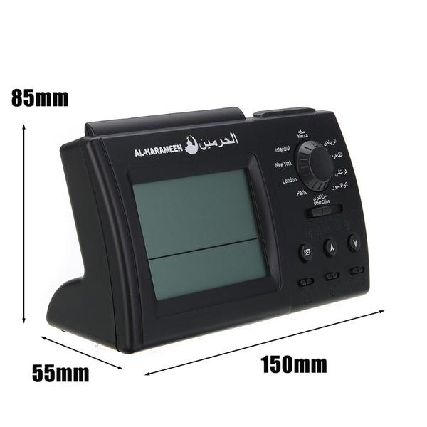 Muslim Azan Table Clock Azan Athan Prayer Clock Black Color Complete Azan for All prayers Qibla Direction
