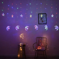 LED Star Curtain Lights, 138 LED Moon Star String Light good for Ramadan