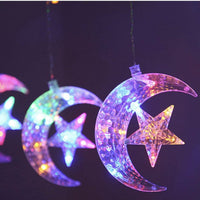 LED Star Curtain Lights, 138 LED Moon Star String Light good for Ramadan