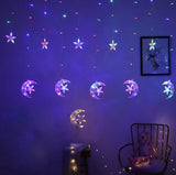 LED Star Curtain Lights, 138 LED Moon Star String Light good for Ramadan